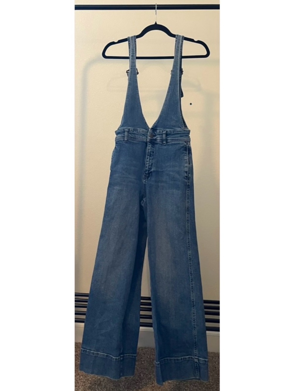 Free People Wide-Leg Denim Overalls